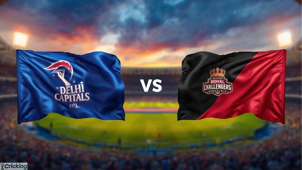 Delhi Capitals vs RCB flags stadium.