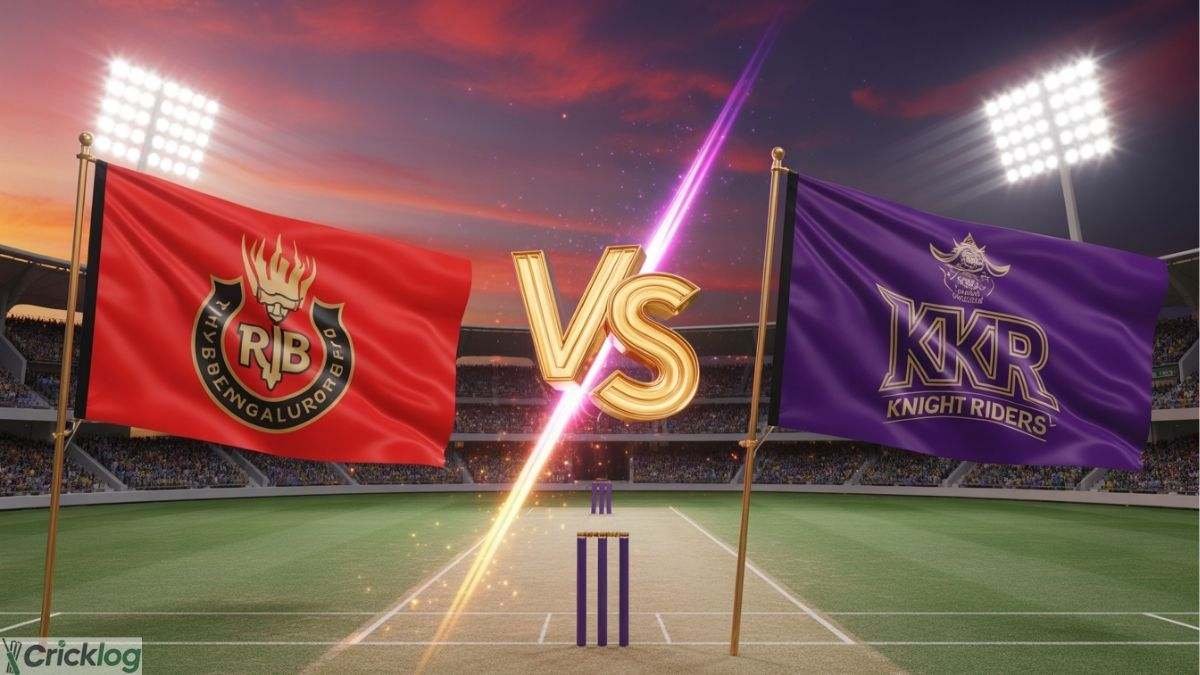 RCB vs KKR stadium match graphic.