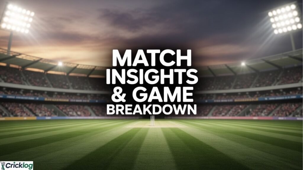 Cricket match insights stadium graphic.
