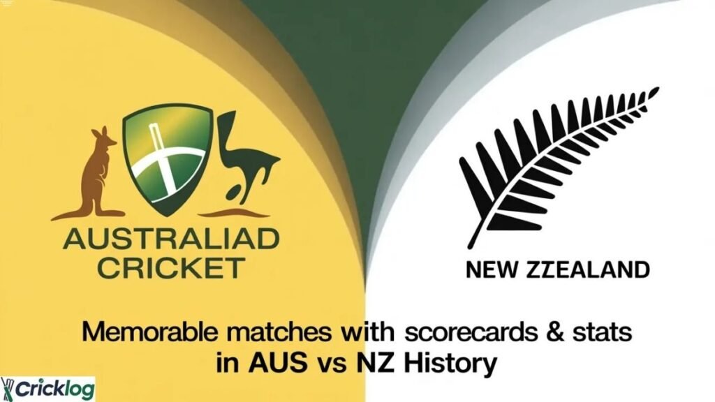 Australia vs New Zealand cricket logos.