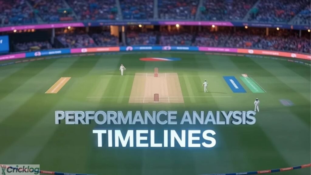 Cricket stadium performance timeline.