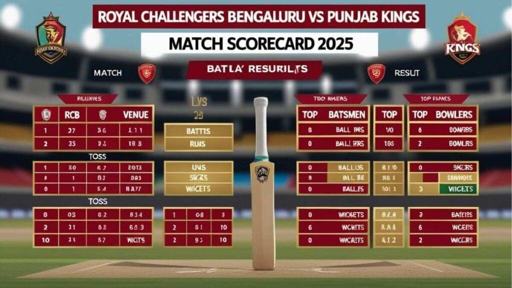 RCB vs Punjab Kings scorecard 2025.