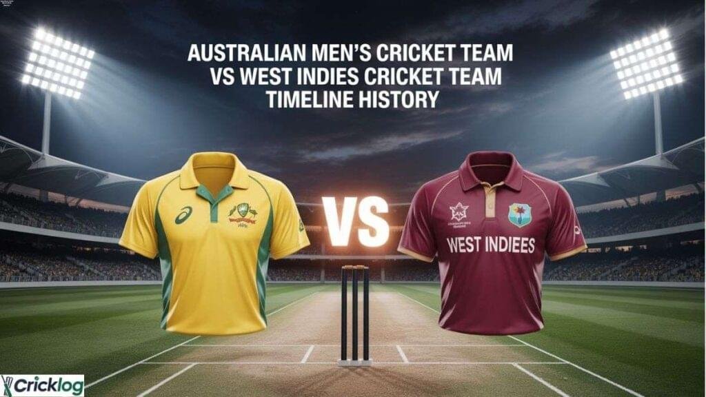 Australian Men’s Cricket Team vs West Indies Cricket Team Timeline.