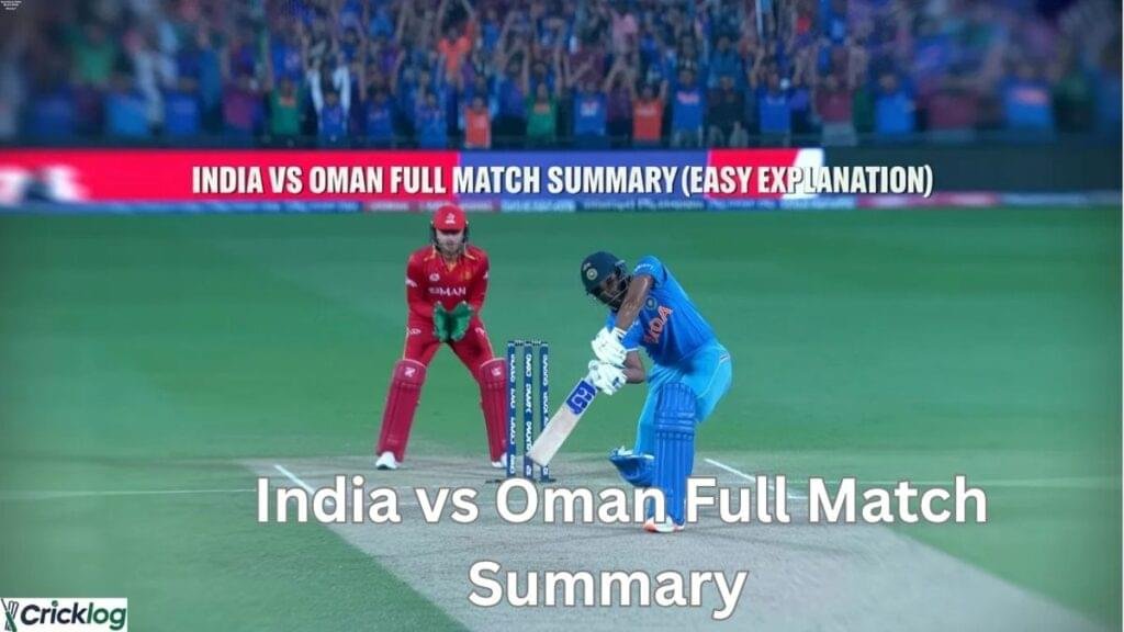 India vs Oman match summary scene.