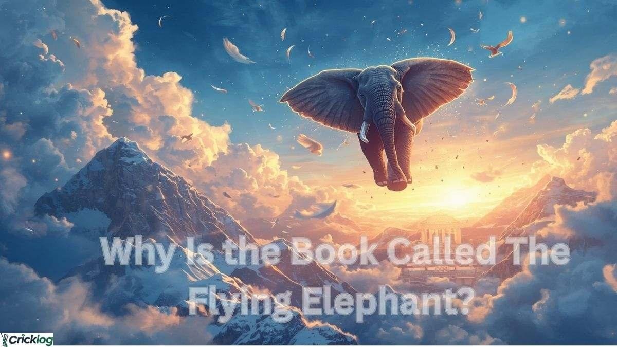 Flying elephant above snowy mountains at sunrise